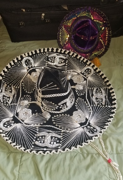 Vintage Other - 2 for 1! Dazzling black/silver sombrero + purple